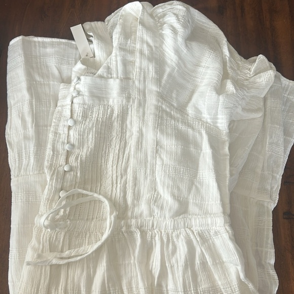 Madewell Puff Sleeve Drawstring Mini Dress NF872 White M - Picture 9 of 9
